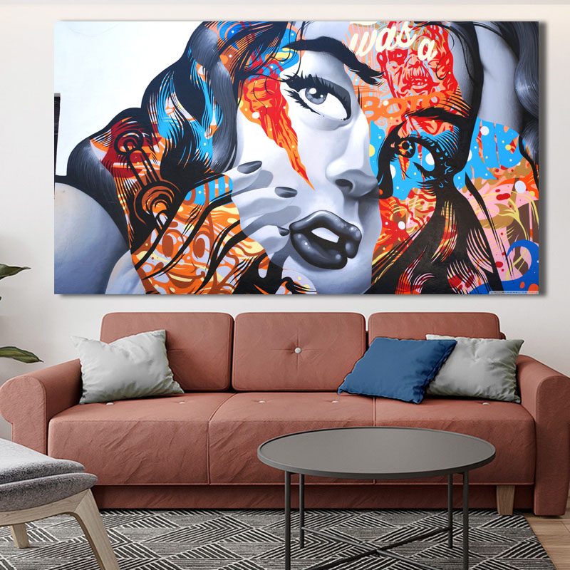 Modern Wall Art Graffiti Woman Colorful Girl Oil Painting Poster Print Portrait On Canvas For Living Room Home Decor No Frame