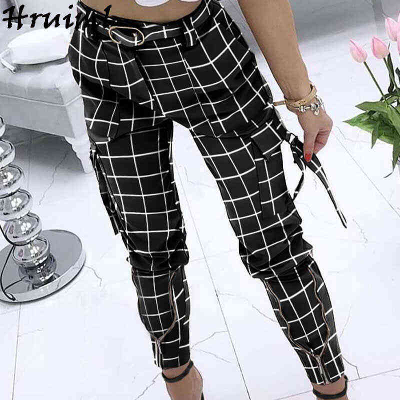 Women Pants Slim Pocket Solid Color Streetwear Female Fashion Casual Plus Size S-5XL Zipper Tie Feet Trousers 211115