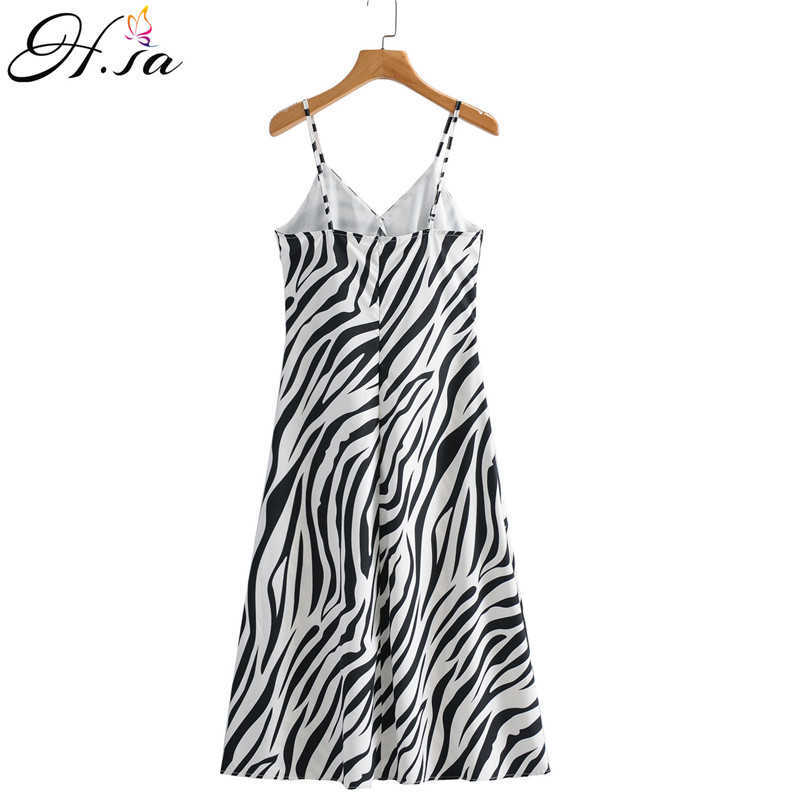 H.SA Women Vintage Zebra Dress Striped Print Loose 1-Line OFF Shoulder Strap Ladies Backless Vestido 210716