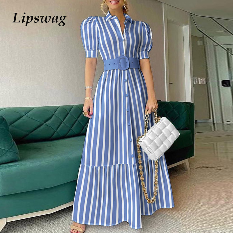 elegant striped office lady long dresses vintage puff sleeve women party maxi dress fashion turn-down collar button shirt dresshigh quality, Black;gray
elegant striped office lady long dresses vintage puff sleeve women party maxi dress fashion turn-down collar button shirt dresshigh quality, Black;gray
