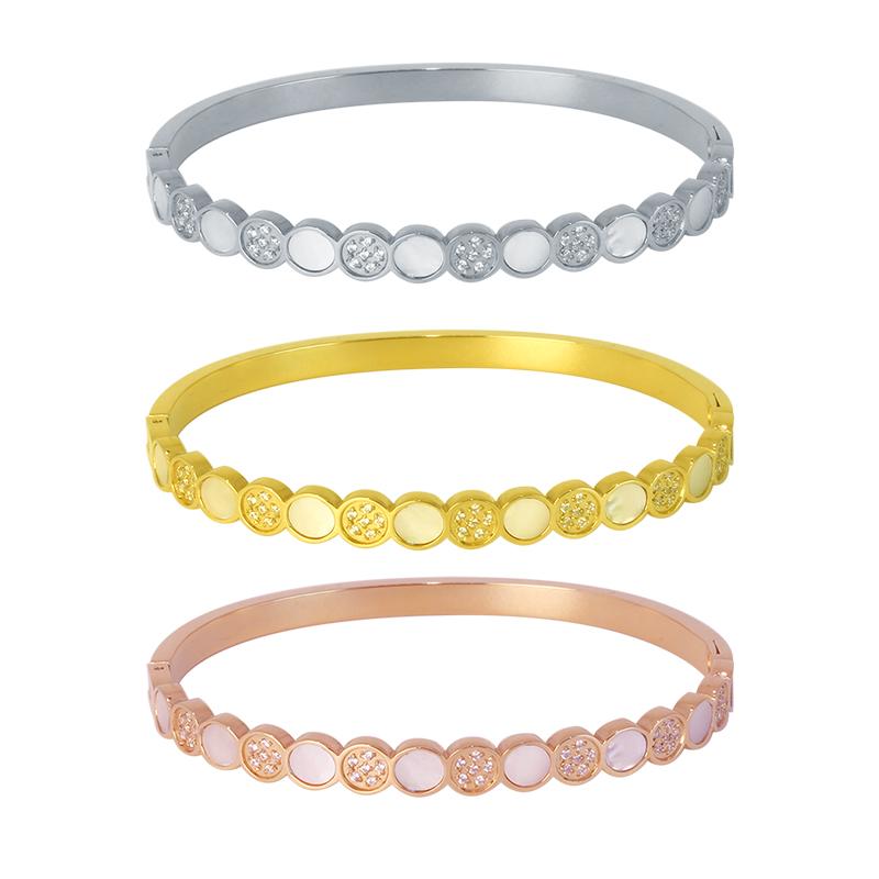 Bangle White Shell With Cystals Stainless Steel Jewelry Woman Cuff Charm Bangles Crystal Stone Luxury Fashion Punk Wedding Bracelets
Bangle White Shell With Cystals Stainless Steel Jewelry Woman Cuff Charm Bangles Crystal Stone Luxury Fashion Punk Wedding Bracelets
