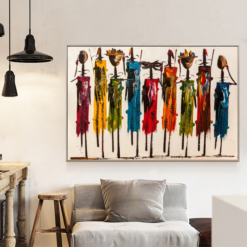 Abstract African Woman Oil Painting on Canvas Posters and Prints Wall Art Portrait Pictures for Living Room Home Decor No Frame