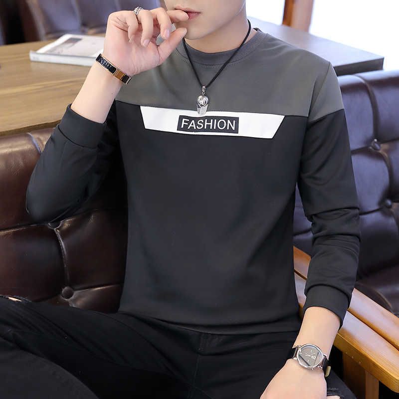 Sweaters male spring and autumn men's long sleeves round collar bottom shirt Korean version slim T students on clothin 210629