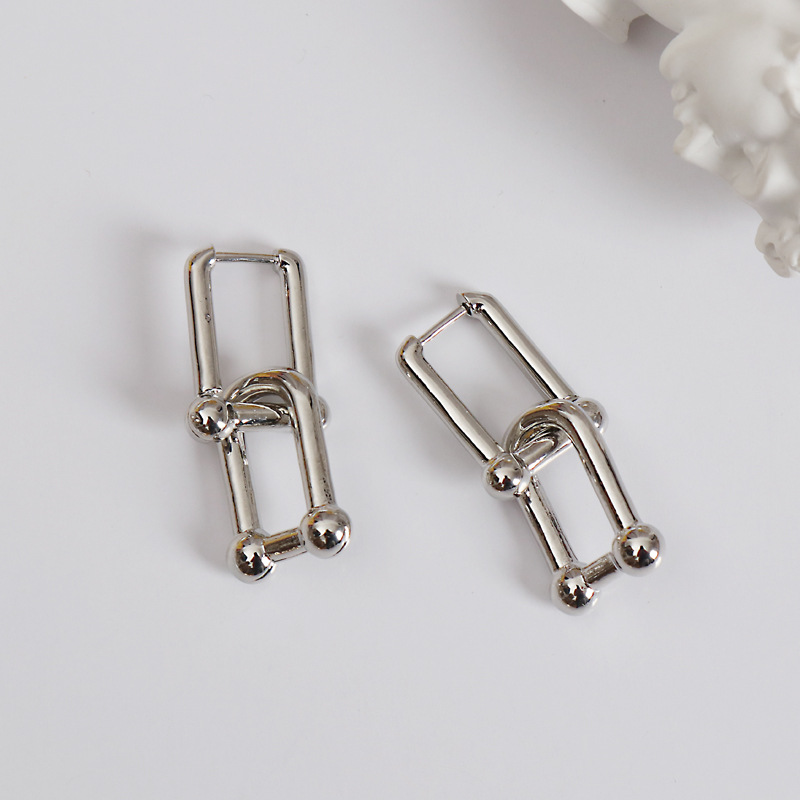 Trendy Stud Earrings Prevent Allergy 925 Sterling Silver for Women Creative U-Shape Fine Jewelry Elegant Party Accessories