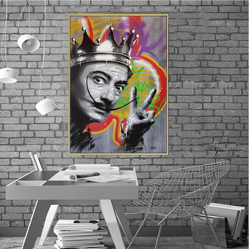 Graffiti Art Salvador Dali Poster Print Canvas Art Print Wall Pictures For Living Room Abstract Portrait Art