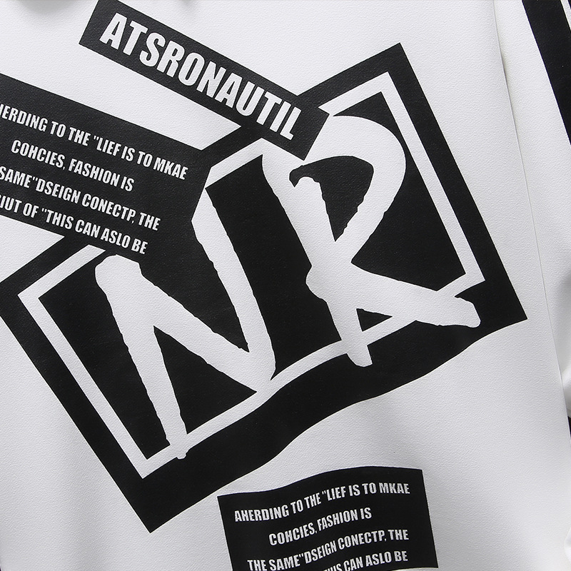 Streetwear Hip Hop Hoodie Men Black and White Long Sleeve Sweatshirt Male Letter Printed Pullover Hoodies Mens Hooded Sweatshirt 201020