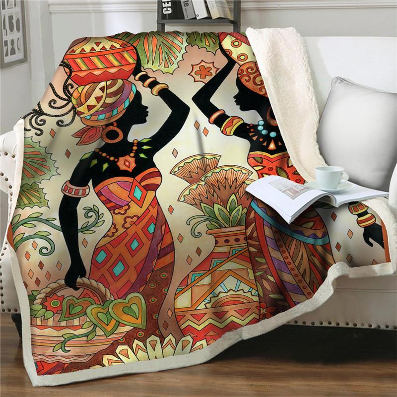 Blankets 3D Colorful African Women Blanket For Beds Sofa Warm Flower Throw Rectangle Office Nap Weighted