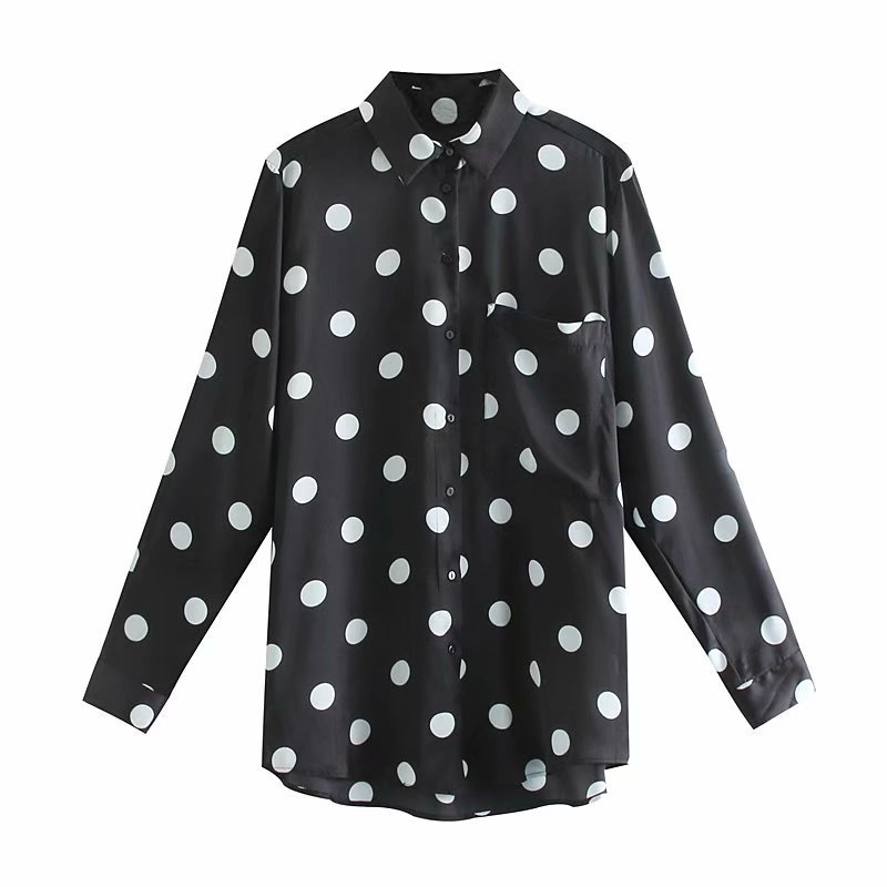 new women sweet polka dot print casual business Blouse shirts office lady long sleeve pocket blusas chic femininas tops T200321