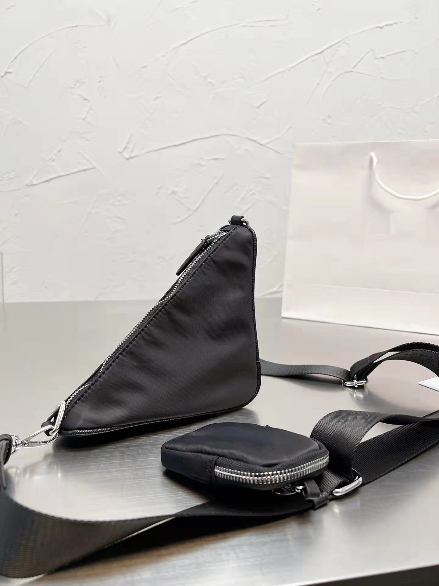 Luxury design small triangle bag nylon cloth cool fashion sling bags Unisex style Men Women Crossbody pocket wide strap with square wallet, Blue
Luxury design small triangle bag nylon cloth cool fashion sling bags Unisex style Men Women Crossbody pocket wide strap with square wallet, Blue