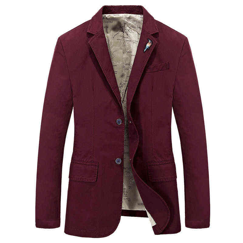 Men's Blazer Oversized Solid Male Suit Jacket Coat Men Clothing Pure Cotton Blazers Casual Outwear 4XL BF66001 211120