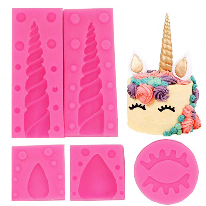 

5PCS/Set Unicorn Mold Silicone Mold Fondant Mold Cake Decorating Tools Unicornio Mould Fondant Chocolate Candy Gumpaste Molds