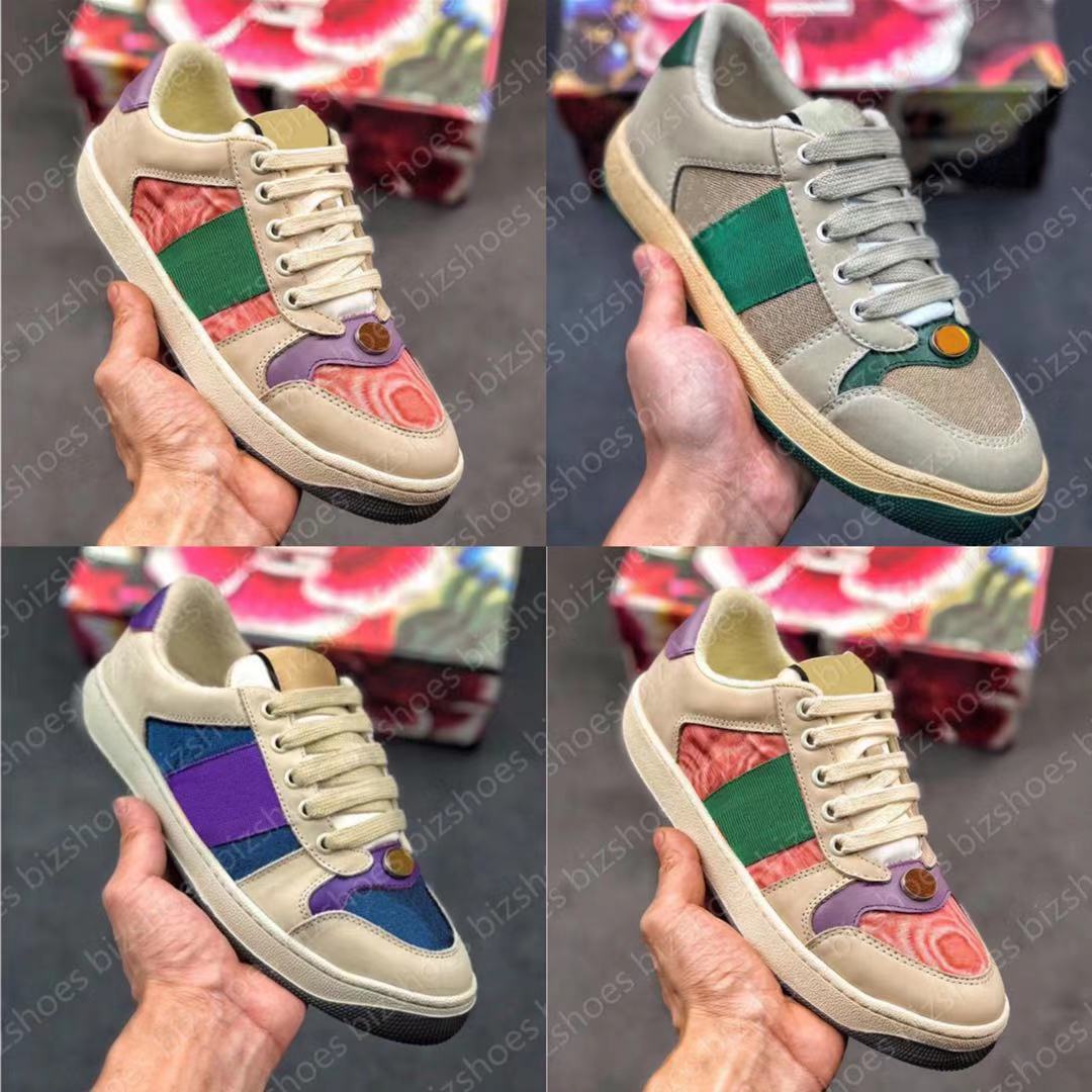 2021 Distressed Screener Sneakers Italy Dirty Leather Classic Blue Red Stripe Luxurys Designer Ace Green Red Stripe Trainers Casual Shoes, Black
2021 Distressed Screener Sneakers Italy Dirty Leather Classic Blue Red Stripe Luxurys Designer Ace Green Red Stripe Trainers Casual Shoes, Black