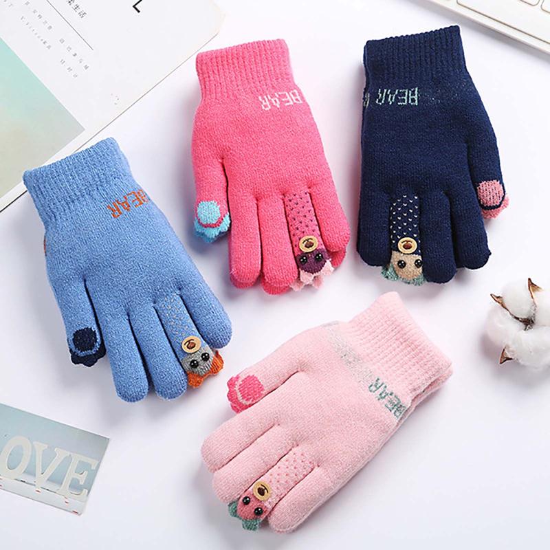 Children's Mittens Kids Warm Winter Knitted Full Finger Gloves Girls Cute Cartoon Bear Fleece Knitting Thick Girl Skiing Glove, White
Children's Mittens Kids Warm Winter Knitted Full Finger Gloves Girls Cute Cartoon Bear Fleece Knitting Thick Girl Skiing Glove, White
