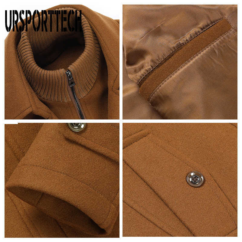 URSPORTTECH Wool Coat Men Slim Large Size Trench Coat Men Thick Woolen Coat Mens Overcoat Fashion Autumn Winter Men Wool Jackets 210528