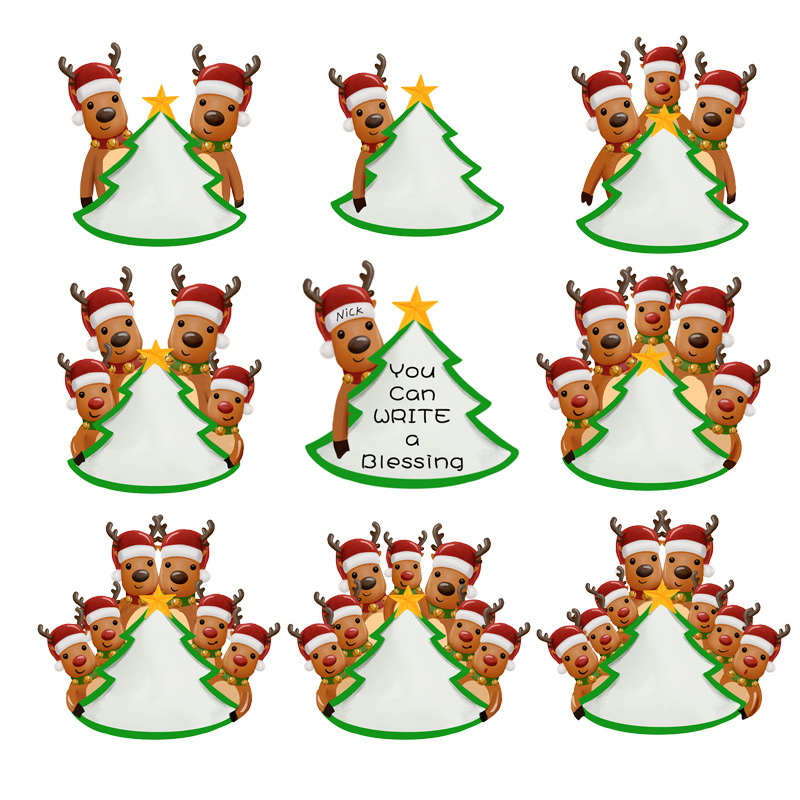 Blanks Resin/ Christmas Decorations Elk Family Pendant of 1-8 Heads Xmas Ornaments DIY Name and Blessing With lanyard XD24937
Blanks Resin/ Christmas Decorations Elk Family Pendant of 1-8 Heads Xmas Ornaments DIY Name and Blessing With lanyard XD24937