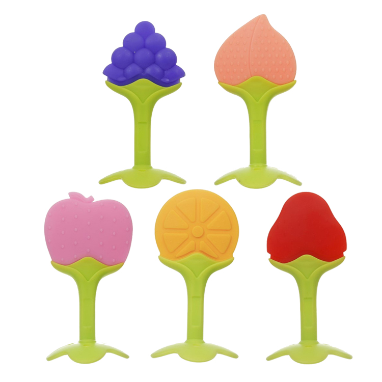 Wholesale 5-Pack Fruit Shape Teething Toys Baby Chews Newborn BPA-Free Silicone Food Grade Molar Teething Stick