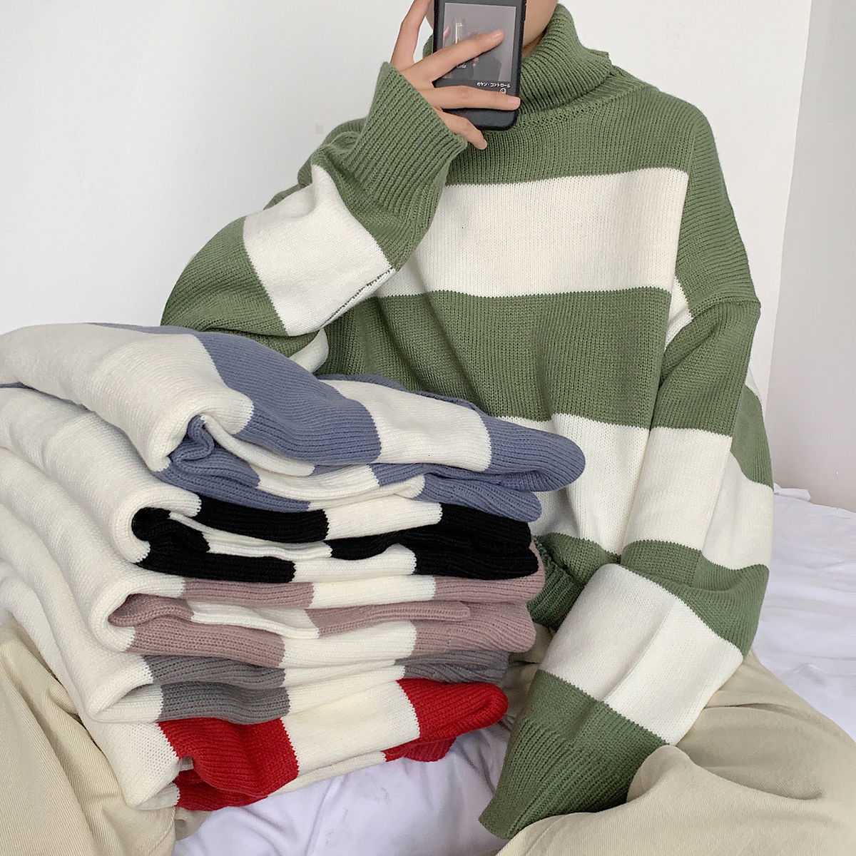 2021 New Casual Male Winter Loose Stripe Jackets Pullover Youth Cashmere Sweater Fashions 6 Color Knitting Woolen Clothes High Collar 7nv9, Red.
2021 New Casual Male Winter Loose Stripe Jackets Pullover Youth Cashmere Sweater Fashions 6 Color Knitting Woolen Clothes High Collar 7nv9, Red.