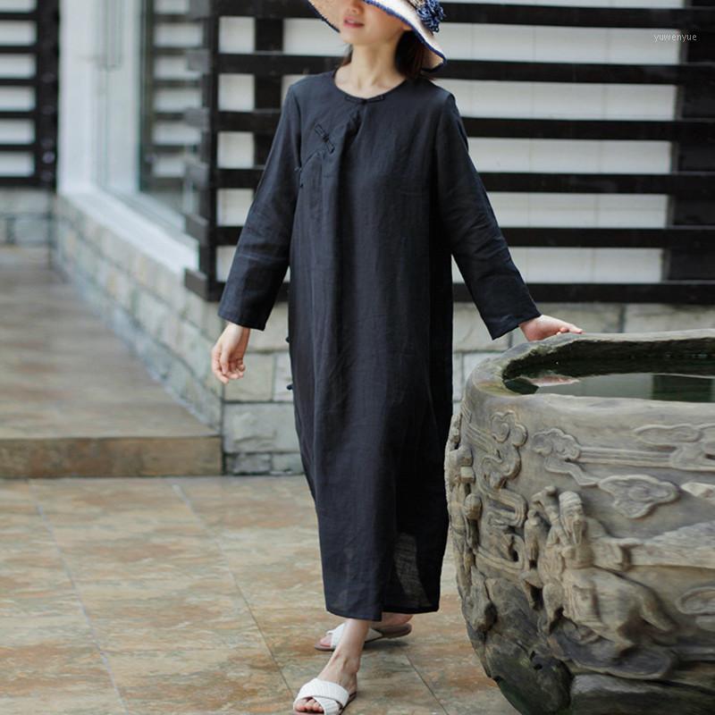 Casual Dresses Johnature 2021 Autumn Chinese Style Ramie Vintage Plate Buckle O-Neck Nine Quarter Sleeve Loose Women, Black
Casual Dresses Johnature 2021 Autumn Chinese Style Ramie Vintage Plate Buckle O-Neck Nine Quarter Sleeve Loose Women, Black