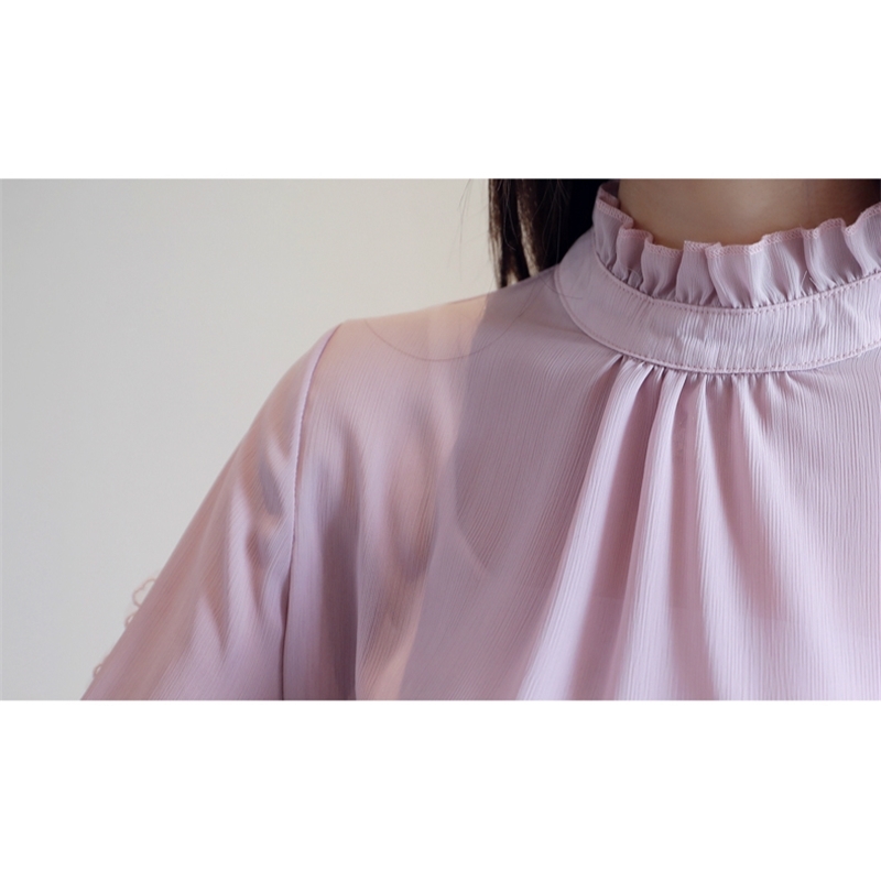 fashion woman blouses solid chiffon blouse shirt long sleeve women shirts tops and blouses blusas femininas 1813 50 T200720