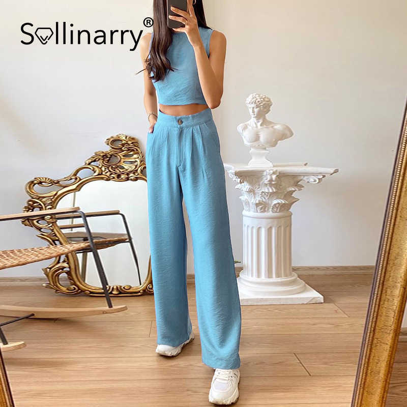 Sollinarry High Street Style Summer Female Suits Casual Blue Women Two-piece Pant Sets Elegant Office Ladies Top Pant Set 210709
Sollinarry High Street Style Summer Female Suits Casual Blue Women Two-piece Pant Sets Elegant Office Ladies Top Pant Set 210709