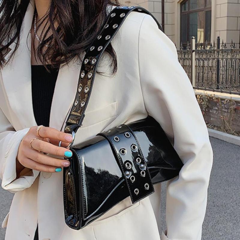 Wide Shoulder Strap Armpit bag 2021 New High-quality Patent Leather Women's Designer Handbag Vintage Shoulder Messenger Bag, Black
Wide Shoulder Strap Armpit bag 2021 New High-quality Patent Leather Women's Designer Handbag Vintage Shoulder Messenger Bag, Black