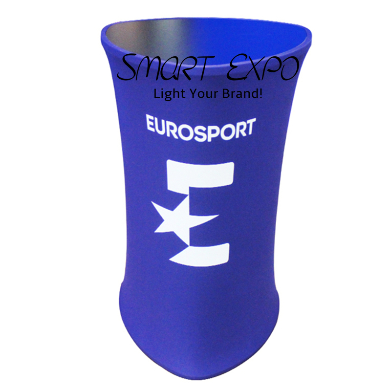Promotional Portable Exhibition Counter Advertising Display with HDF Top-Bottom Boards Thick Aluminum Tube Tension Fabric Printed Graphic Carry Bag