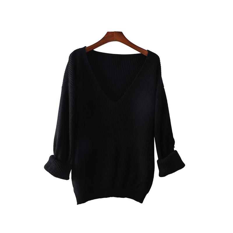 New Fashion Sweater Merino Wool Cashmere For Women Pure Colors Sweaters V-Neck Europe United States Ladies Pullover Knitted 210218