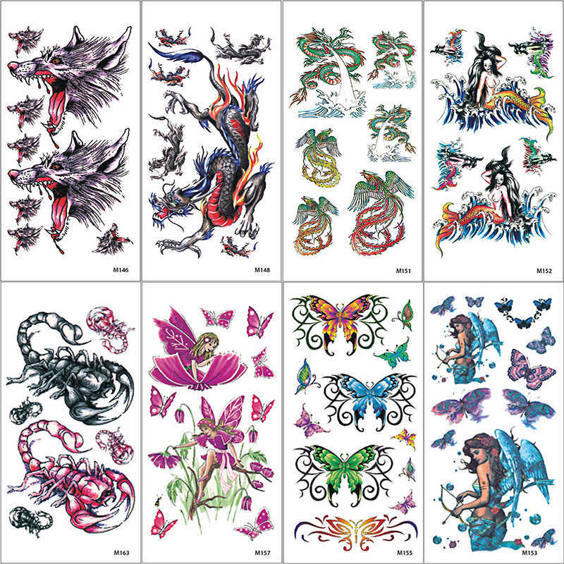 Watercolor Wolf Dragon Bird Men Fake Tattoo Sticker Temporary Waterproof Flower Butterfly Women Girl Body Art Painting Tatuagem
Watercolor Wolf Dragon Bird Men Fake Tattoo Sticker Temporary Waterproof Flower Butterfly Women Girl Body Art Painting Tatuagem