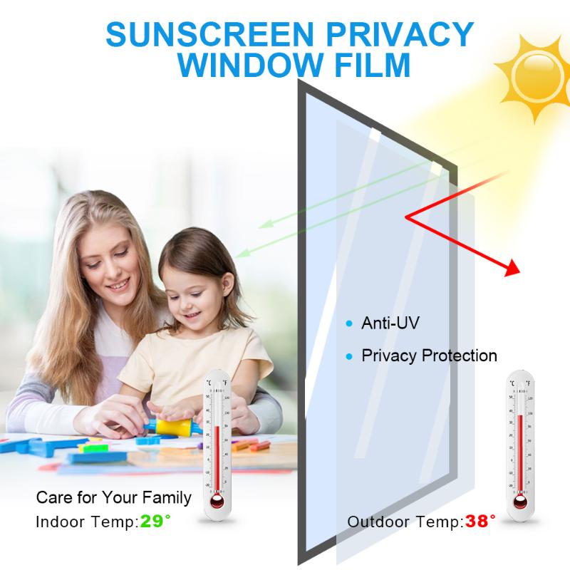 Window Stickers Top One Way Mirror Film Self-adhesive Reflective Solar Privacy Tint For Home Blue Silver Glass