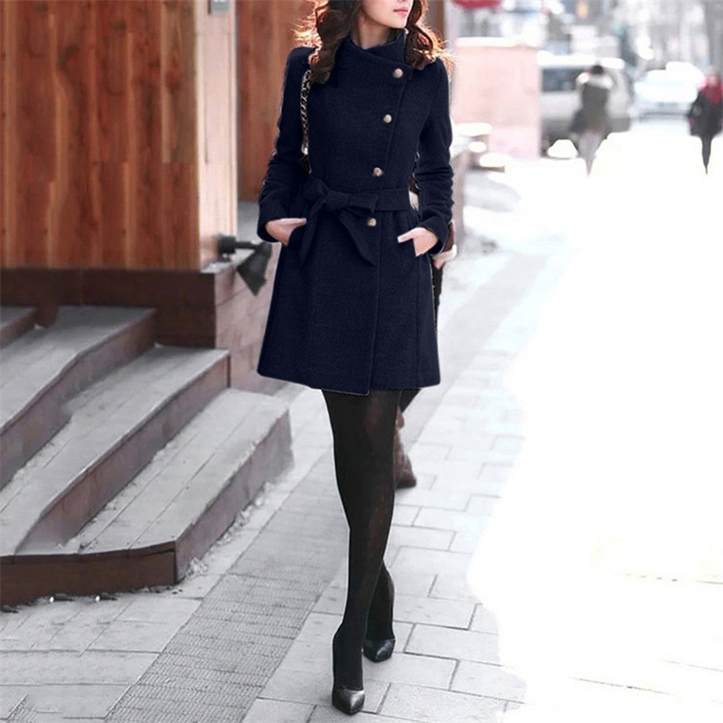 Winter Long Coat Woman Lapel Streetwear lady Elegant Business Black Brown Fall women wool woolen overcoat warm Clothing#G8 T200114