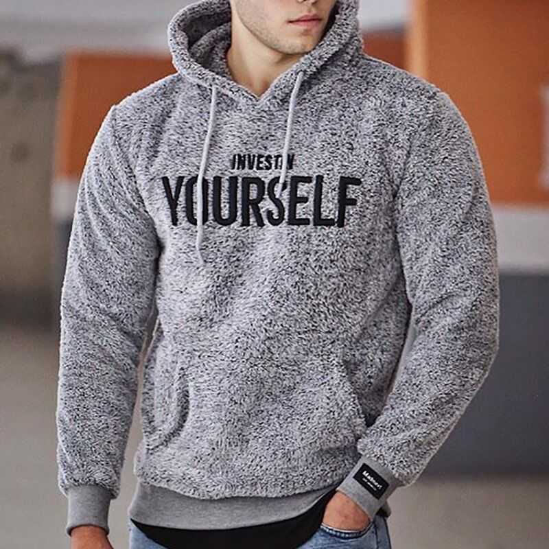 Winter Warm Fleece Hoodie Sweatshirt Men Fashion Embroidery Hooded Tops Autumn Mens Pullover Casual Long Sleeve Hoodies 210927