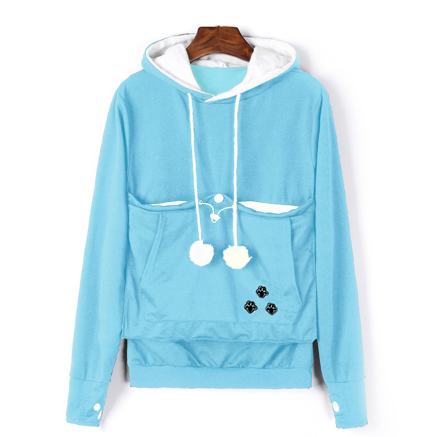 Hooded Cat Dog Pet Casual Unisex Kangaroo Coat Hoodies Sweatershirts Women Kangaroo Cat Casual Hoodie Sweatershirts 201102