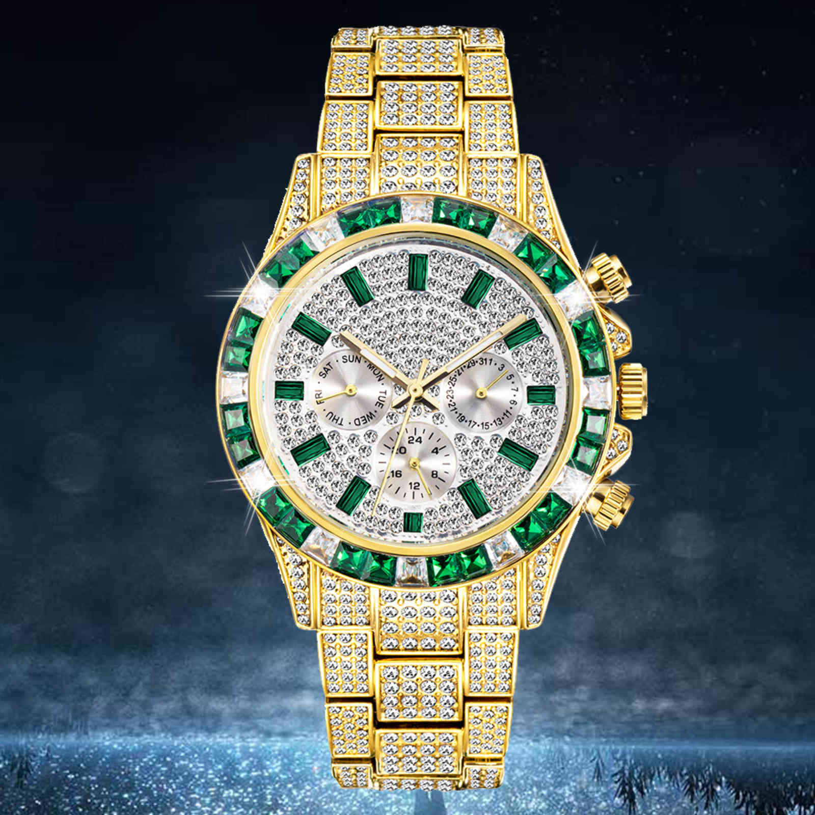 Chronograph 18K Plated Gold Watch for Men Full Diamond Mens Watches Rap Hip Hop Iced Out Quartz Wristwatch Man Reloj Hombre xfcs, Slivery;brown
Chronograph 18K Plated Gold Watch for Men Full Diamond Mens Watches Rap Hip Hop Iced Out Quartz Wristwatch Man Reloj Hombre xfcs, Slivery;brown