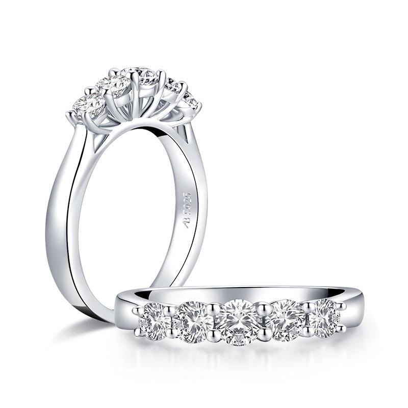 Cluster Rings JoyceJelly Trendy 925 Solid Silver Women Ring For Wedding Jewelry 5 Round Created Mossanites Fine Party Gifts Wholes