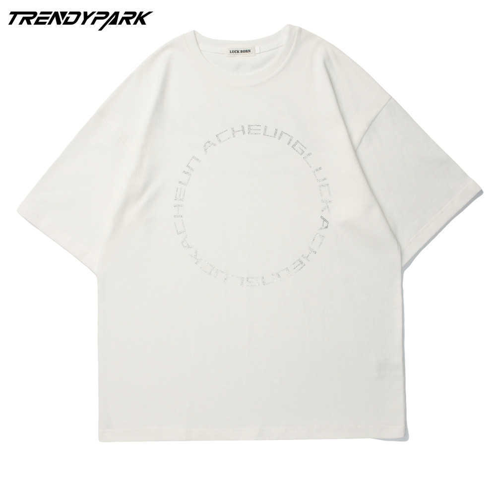 Men's Diamonds T-shirt Summer Short Sleeve Tee Hip Hop Oversized Cotton Casual Harajuku Streetwear Top Tshirts Clothing 210601