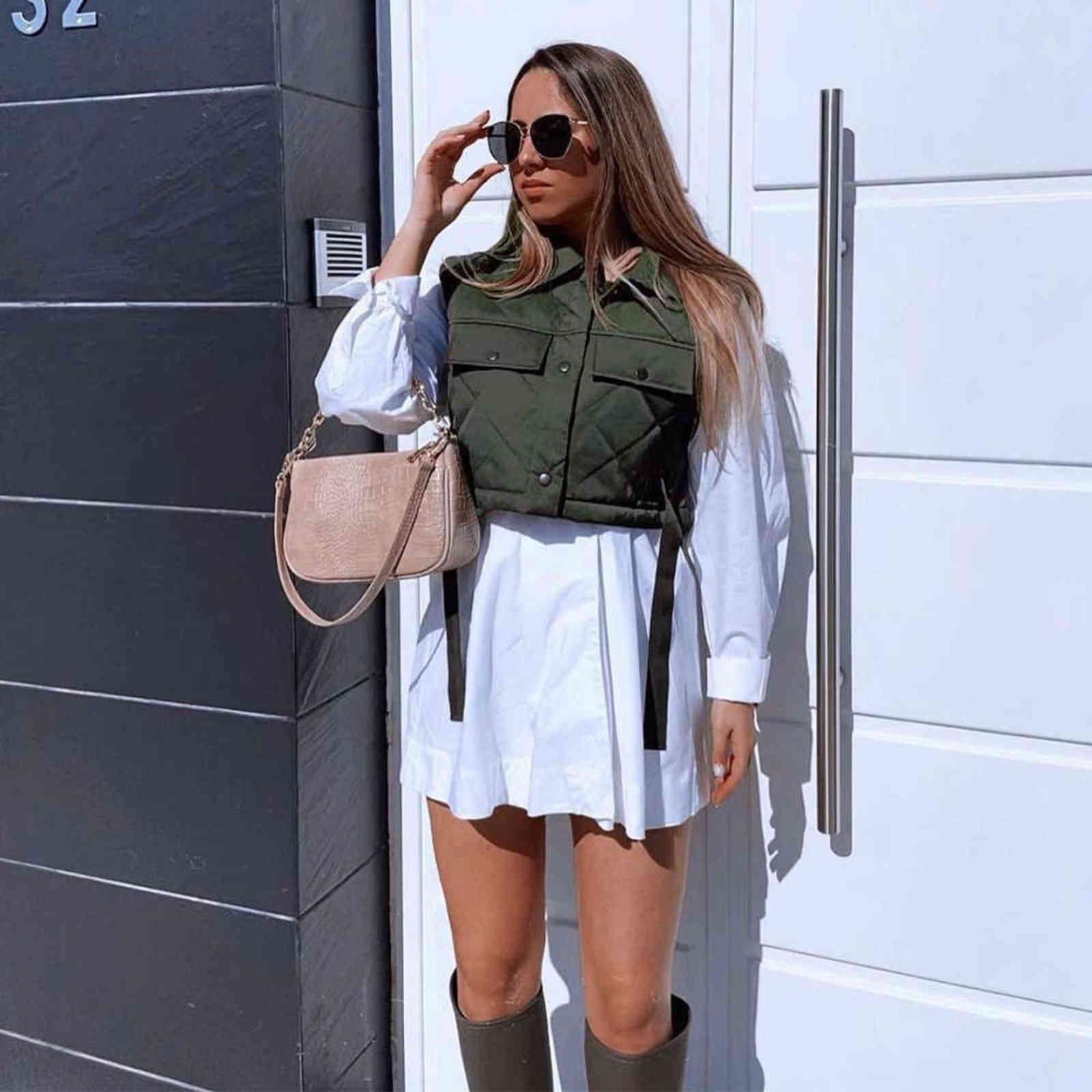Women Cropped Gilet Jacket Sleeveless Fashion Casual Streetwear Woman Waistcoat Tops jacket 211120