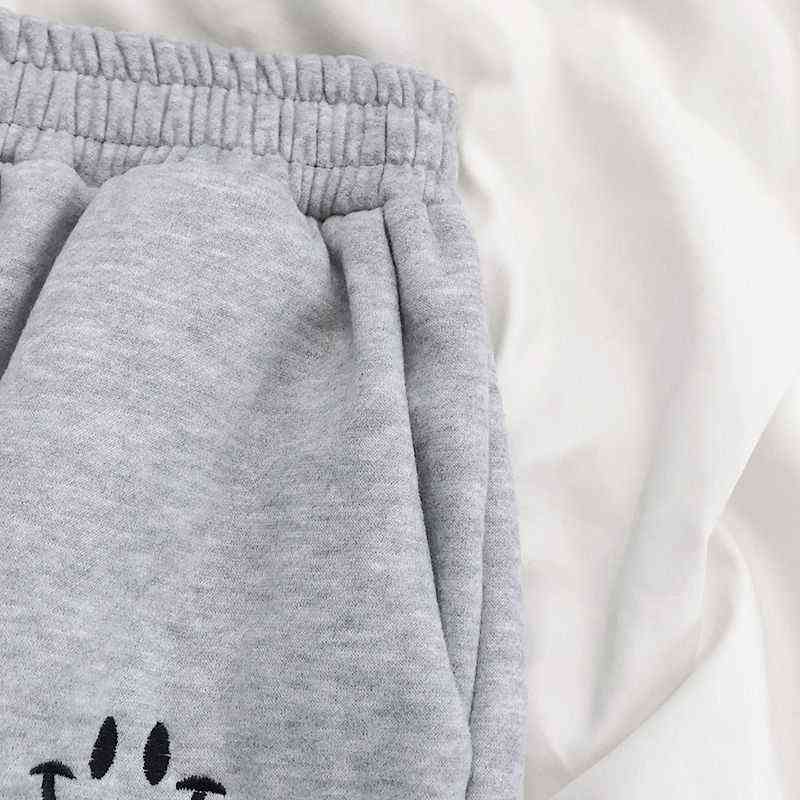 Spring Autumn Sweatpants Women Unisex Gray Wide Leg Sweat Pants Men Custom Swearshirt Pents Casual Loose Baggy 211115