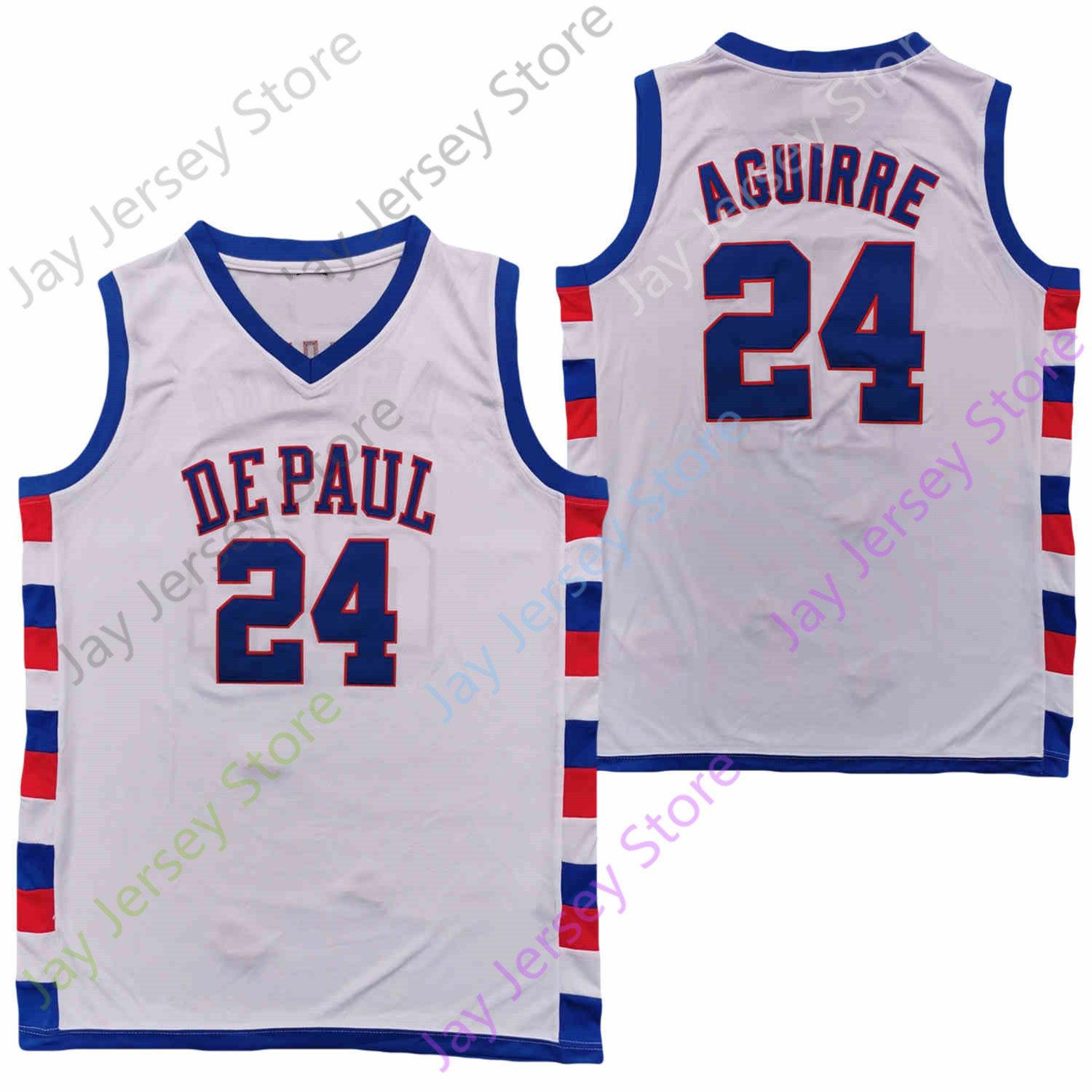 2020 New NCAA College DePaul Blue Demons Jerseys Aguirre Basketball Jersey White Size Youth Adult, Black;red 
2020 New NCAA College DePaul Blue Demons Jerseys Aguirre Basketball Jersey White Size Youth Adult, Black;red