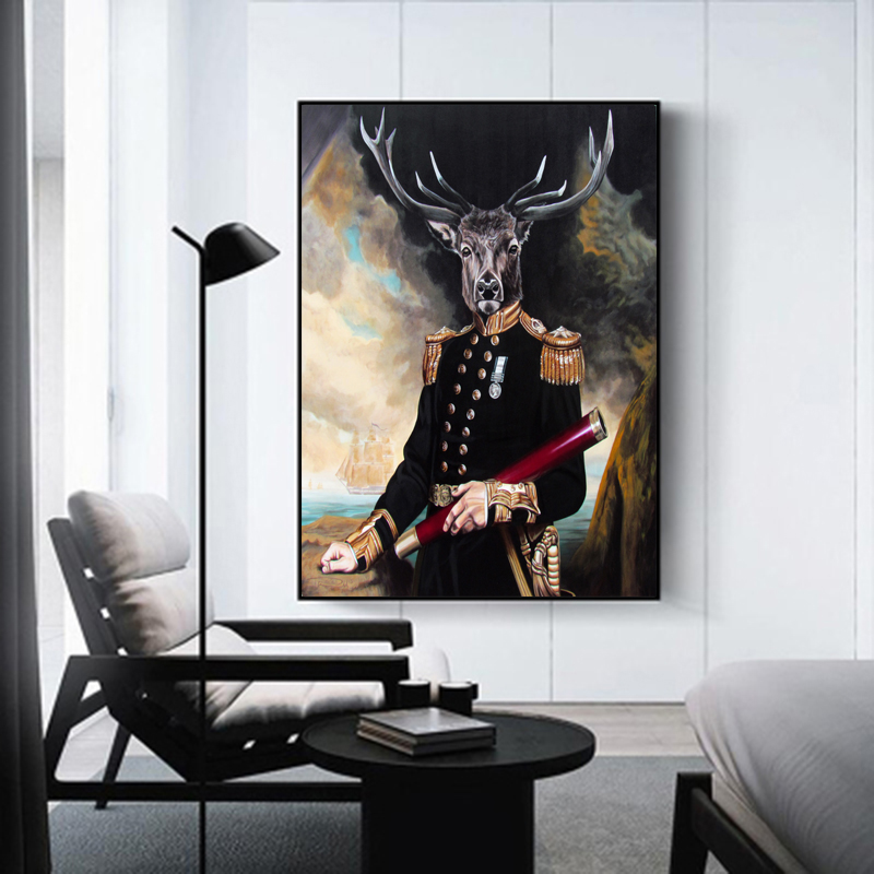 Abstract Deer Poster Canvas Painting Jazz Wall Art Pictures For Living Room Decoration Modern Home Decor Noble Animal Cuadros
