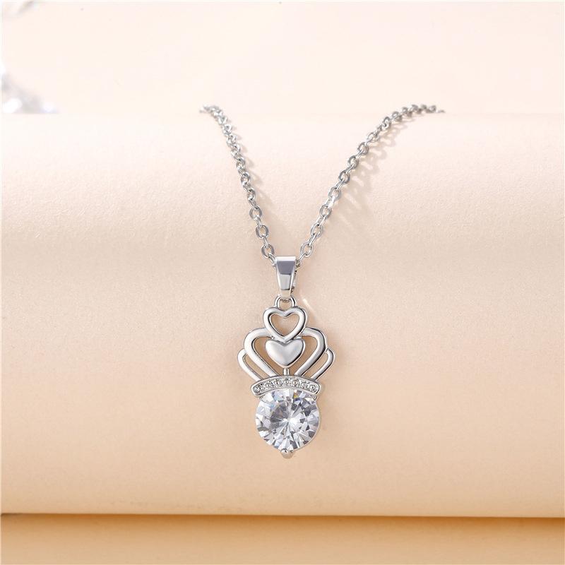 Pendant Necklaces Fashion Jewelry Gift High Quality Female Heart Crown Neck Droplet, Zircon Clavicle Girl Torque Party Necklace For Girls, Silver
Pendant Necklaces Fashion Jewelry Gift High Quality Female Heart Crown Neck Droplet, Zircon Clavicle Girl Torque Party Necklace For Girls, Silver