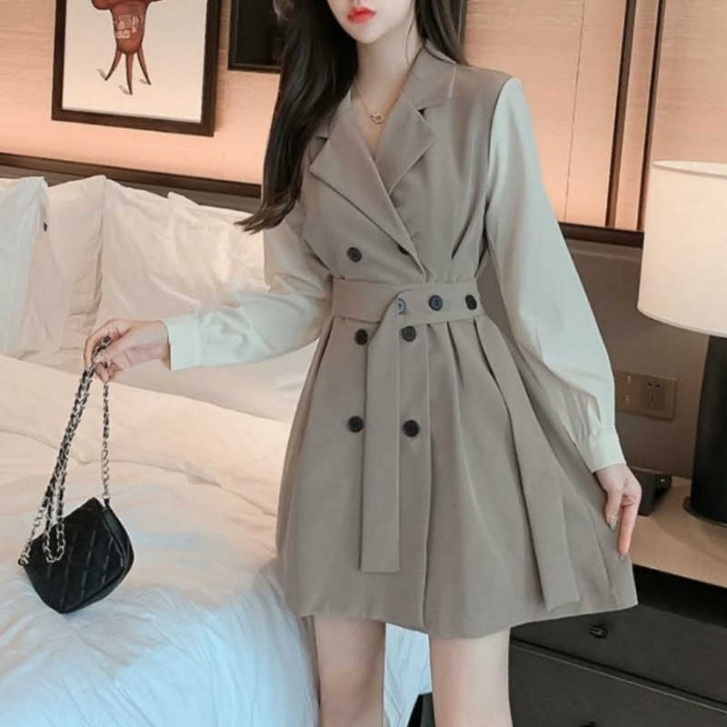 Blazer Dres Elegant Office Lady Party Mini Female Business Casual Clothes Spring 210604, Navy blazer dress 
Blazer Dres Elegant Office Lady Party Mini Female Business Casual Clothes Spring 210604, Navy blazer dress