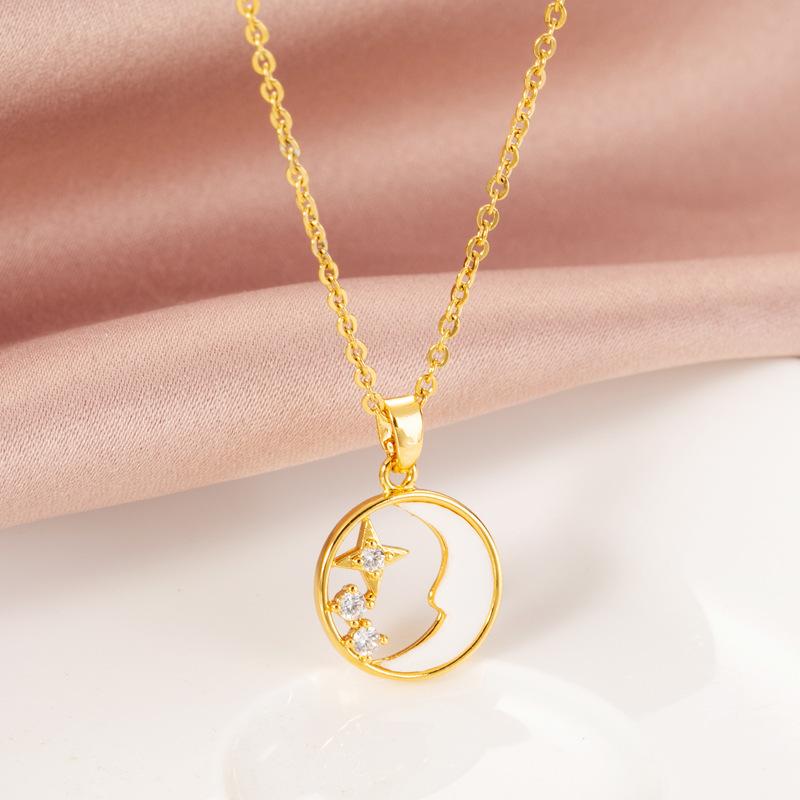 Pendant Necklaces 2021 Zircon Shell Inlaid Sweet Star Moon Women Necklace No Fade Gold Color Stainless Steel Lady Jewelry Female Gift
Pendant Necklaces 2021 Zircon Shell Inlaid Sweet Star Moon Women Necklace No Fade Gold Color Stainless Steel Lady Jewelry Female Gift