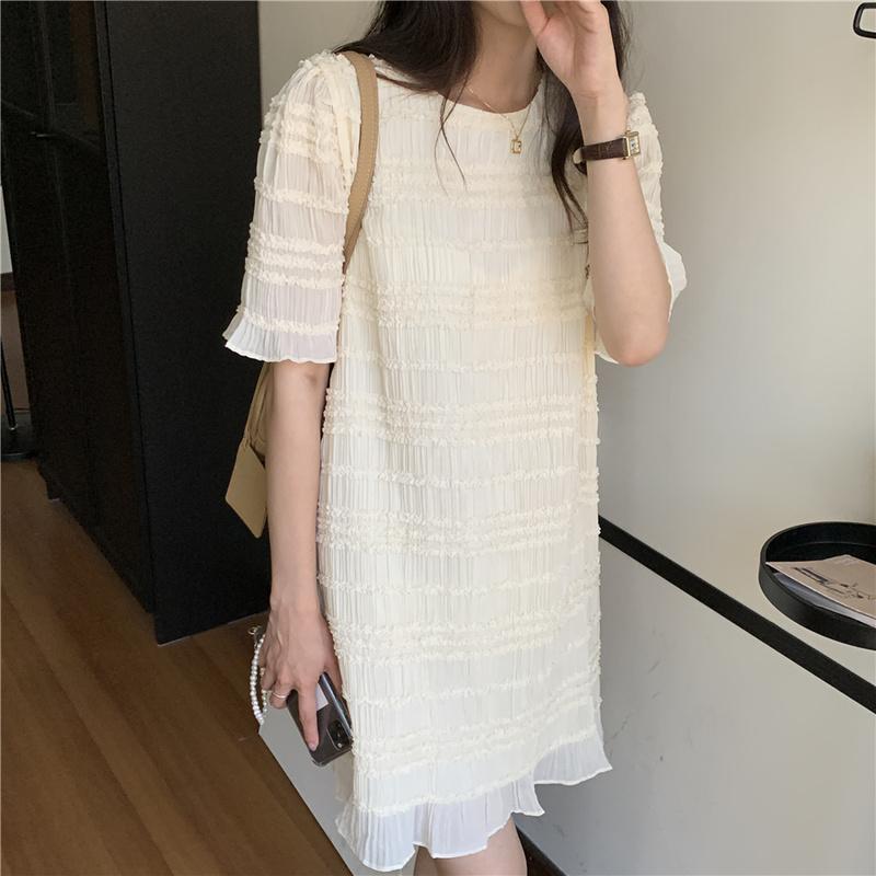 Casual Dresses 2022 Summer Loose Mini Dress Women Chiffon Lace Ruffle O-neck For Solid Flare Sleeve Wavy Edge Vestido 15190, Black;gray
Casual Dresses 2022 Summer Loose Mini Dress Women Chiffon Lace Ruffle O-neck For Solid Flare Sleeve Wavy Edge Vestido 15190, Black;gray