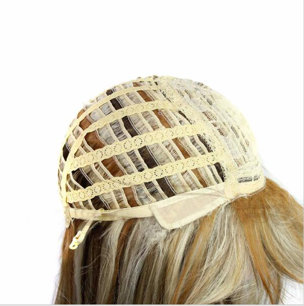 New Fashion Long Straight Blond Highlighted Brown Synthetic wig with Qi Bangs women's Hair wigs for life Cosplay