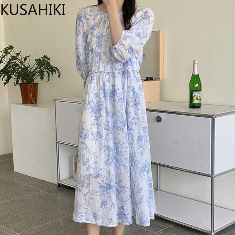 KUSAHIKI Korean Printing Half Sleeve Woman Dress Causal Pleated O-neck Vestidos Femme Summer Fashion Dresses 6H195 210602, Blue
KUSAHIKI Korean Printing Half Sleeve Woman Dress Causal Pleated O-neck Vestidos Femme Summer Fashion Dresses 6H195 210602, Blue