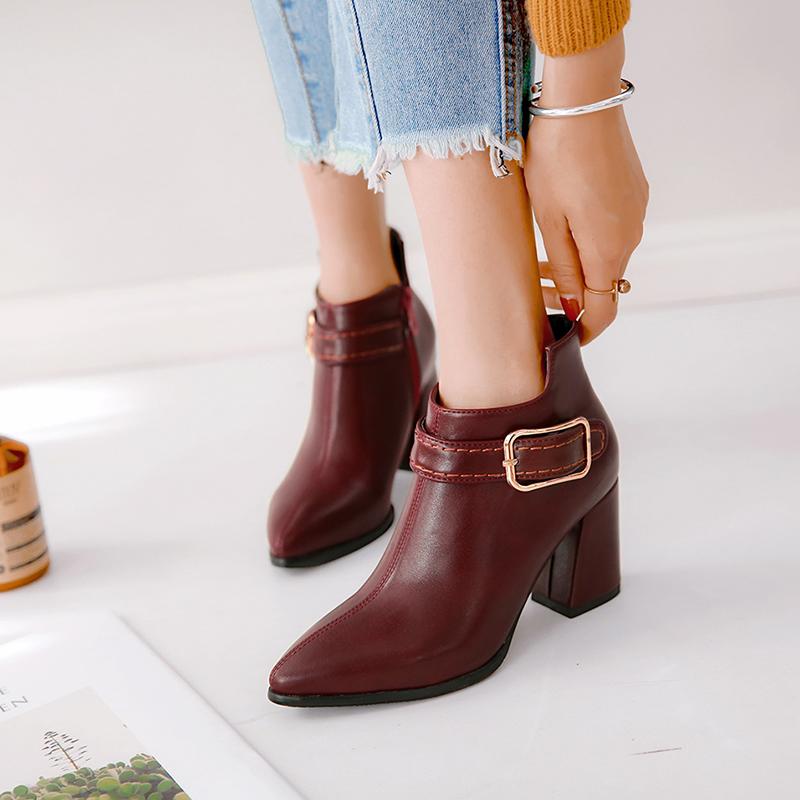 Boots Winter Boot Tip Thick Heel Short Belt Buckle Women's Shoes Fashion High Heels All Kinds Of Children, Beige
Boots Winter Boot Tip Thick Heel Short Belt Buckle Women's Shoes Fashion High Heels All Kinds Of Children, Beige