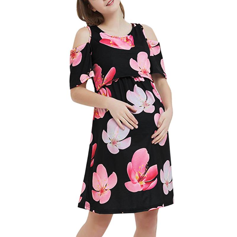 Maternity Dresses Women Summer Short Sleeve Floral Print Nursing Breastfeeding Dress For Casual, White
Maternity Dresses Women Summer Short Sleeve Floral Print Nursing Breastfeeding Dress For Casual, White