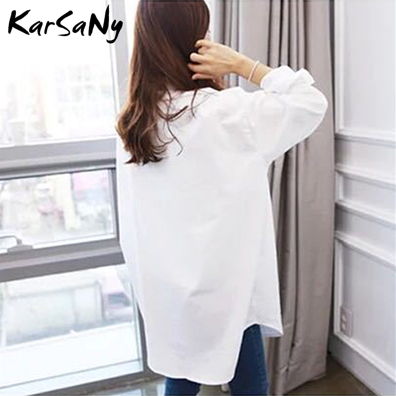 Women's White Shirt Oversize Cotton Femme Tops Plus Size 5XL Long Shirts For Women White Blouse Spring Long Sleeve Tunics Women 210225