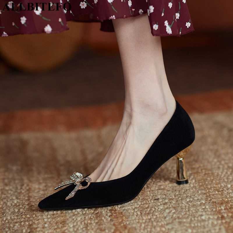 ALLBITEFO bow design soft suede genuine leather women heels fashion sheepskin inside high heel shoes high heels 210611, As picture
ALLBITEFO bow design soft suede genuine leather women heels fashion sheepskin inside high heel shoes high heels 210611, As picture