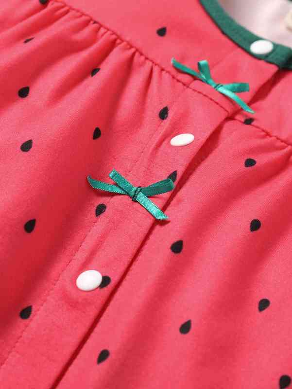 Baby Dalmatian Print Button Up Puff Sleeve Romper SHE